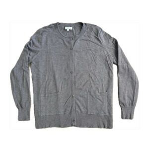 💕 Vintage Oprexo Women's Lightweight LS Round Neck grey knit Cardigan Sweater